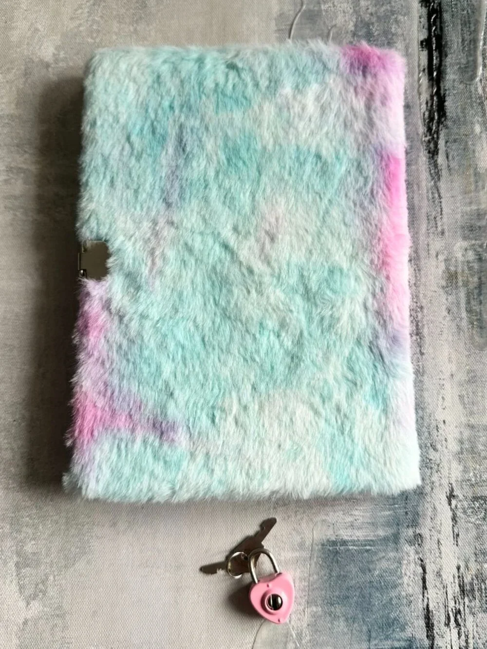 Shiny Glitter Fluffy Cat Diary with Lock